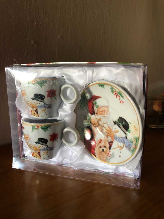 2x chávena + pires em porcelana Natal