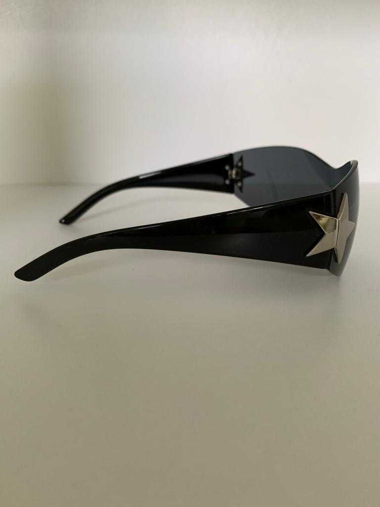 Nowe czarne okulary przeciwsłoneczne na lato z gwiazdkami unisex y2k