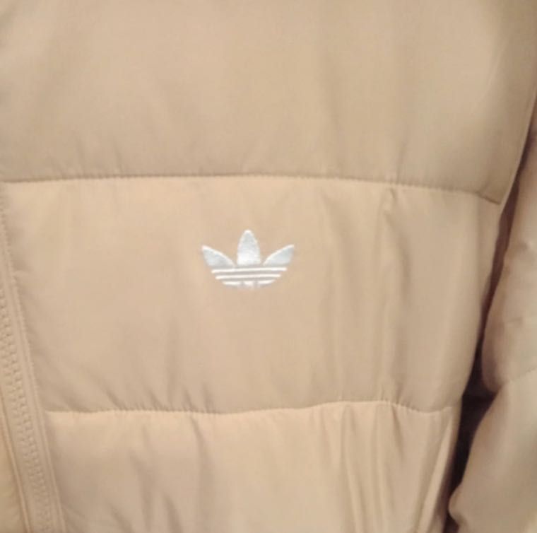Puchowa adidas płaszcz, kurtka Hooded Premium Long z kapturem 40 42