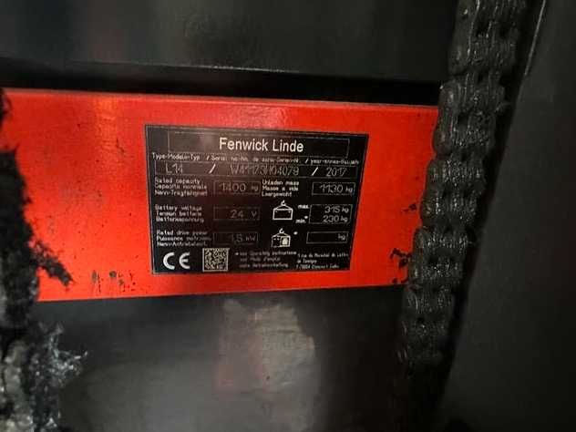 Wózek paletowy Linde L14 rok 2017, triplex