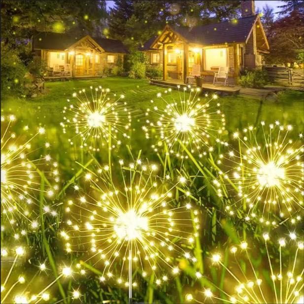 Lampki solarne ogrodowe LED Dmuchawiec 4szt IP65 ciepłe światło ZESTAW