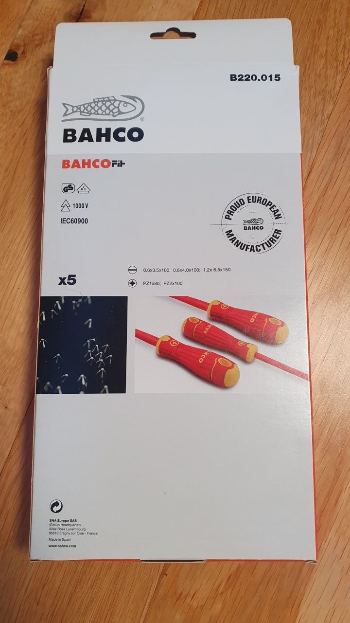 Bahco B220.015 – Zestaw wkretaków elektrycznych BAHCO 1000V