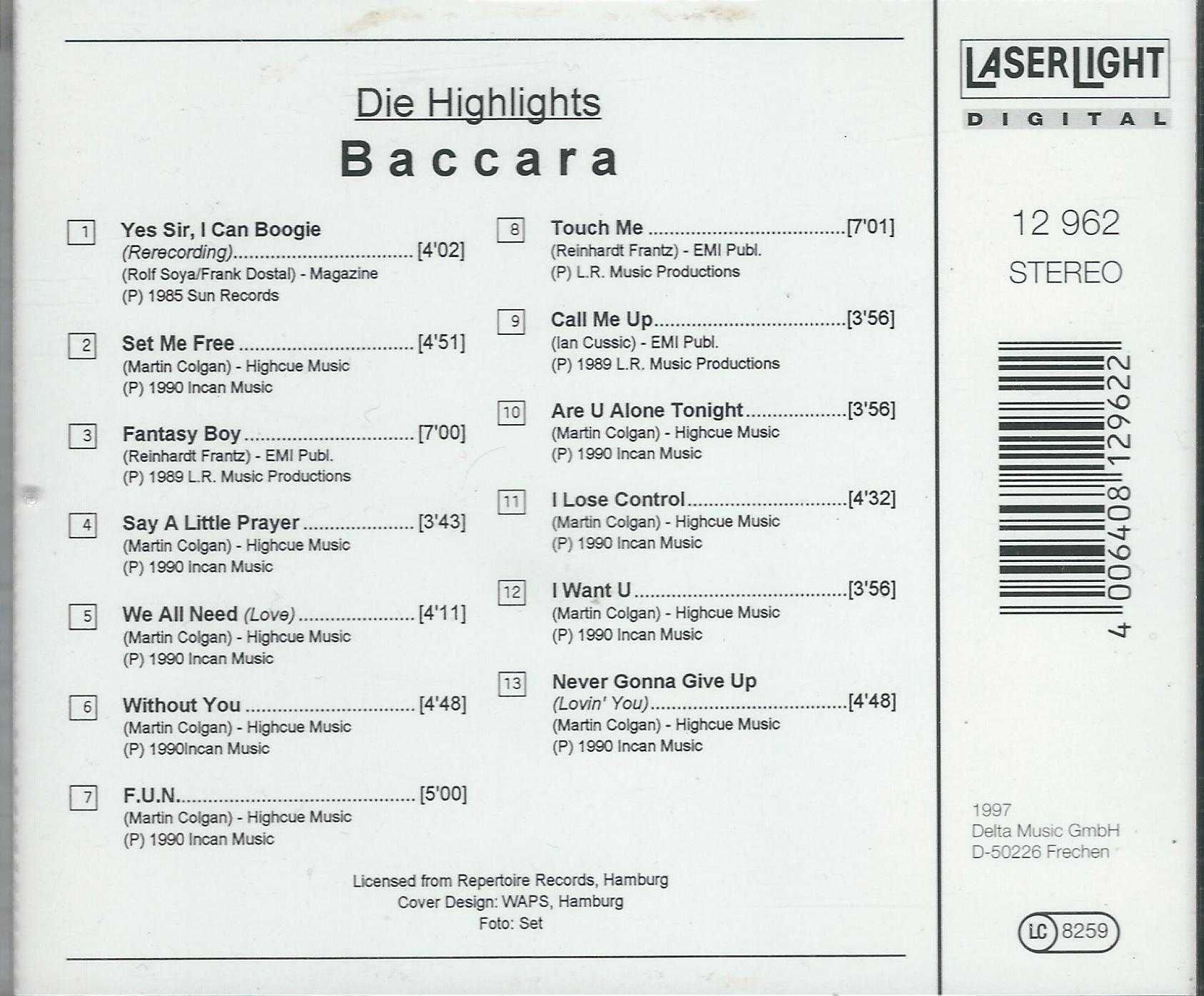 CD Baccara - Die Highlights (1997) (LaserLight Digital)