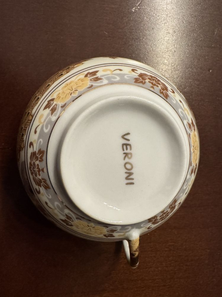 Zastawa, komplet, porcelana, zestaw kawowy, filiżanki talerzyki Veroni