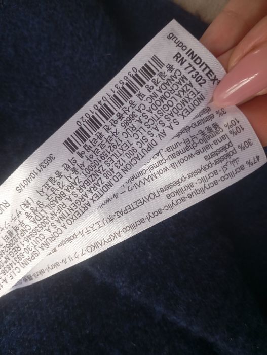 ZARA S miękka i ciepła granatowa sukienka wełna wielbłądzia