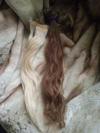 Натуральные волосы трессы для наращивания блонд каштановые в капсулах