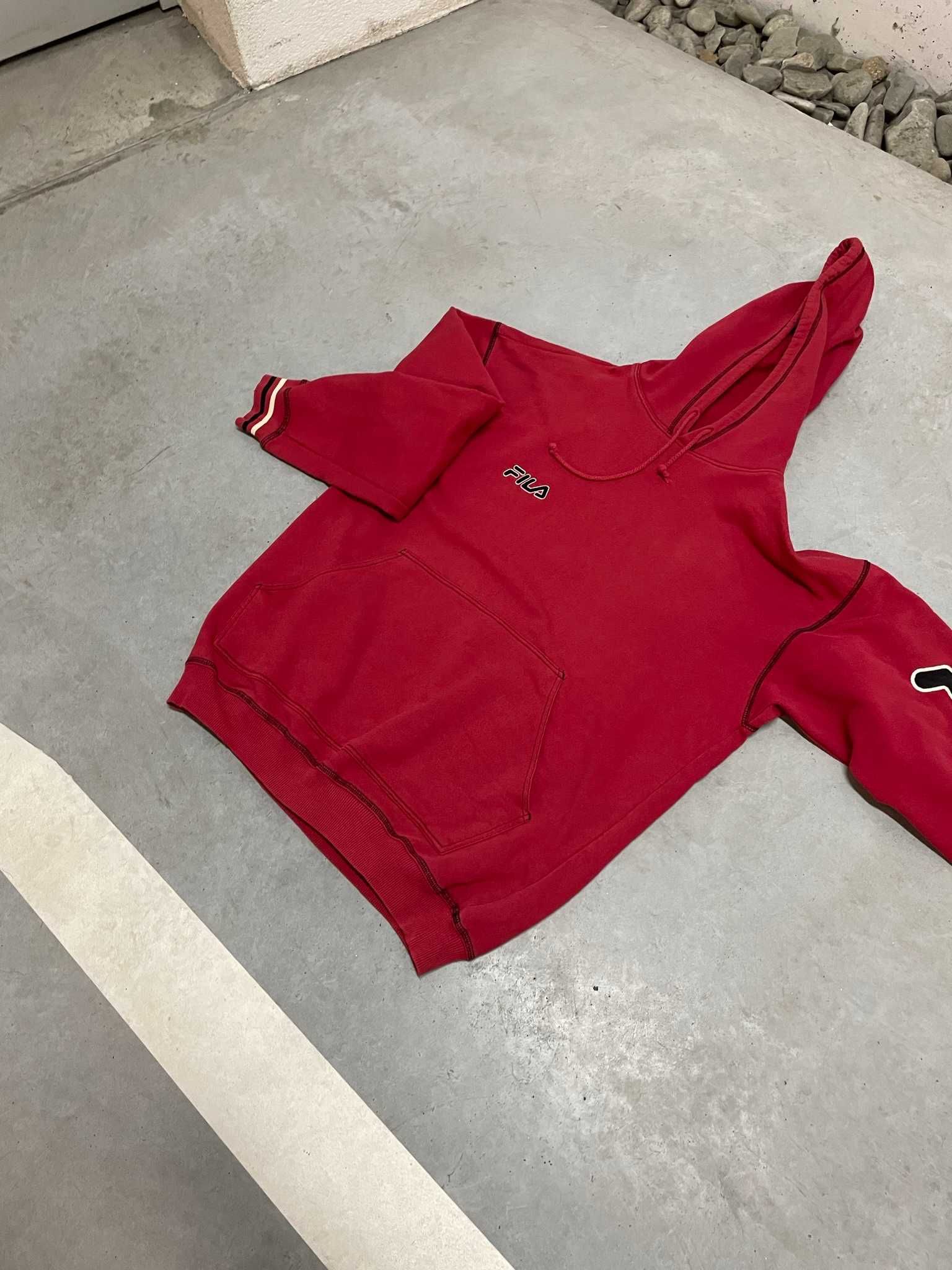 Fila hoodie bluza z kapturem z dużym nadrukiem vintage retro 90s