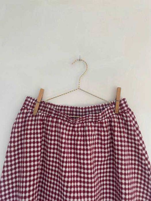 Czerwono biała spódnica w kratkę midi Shein XL na lato szeroka długa