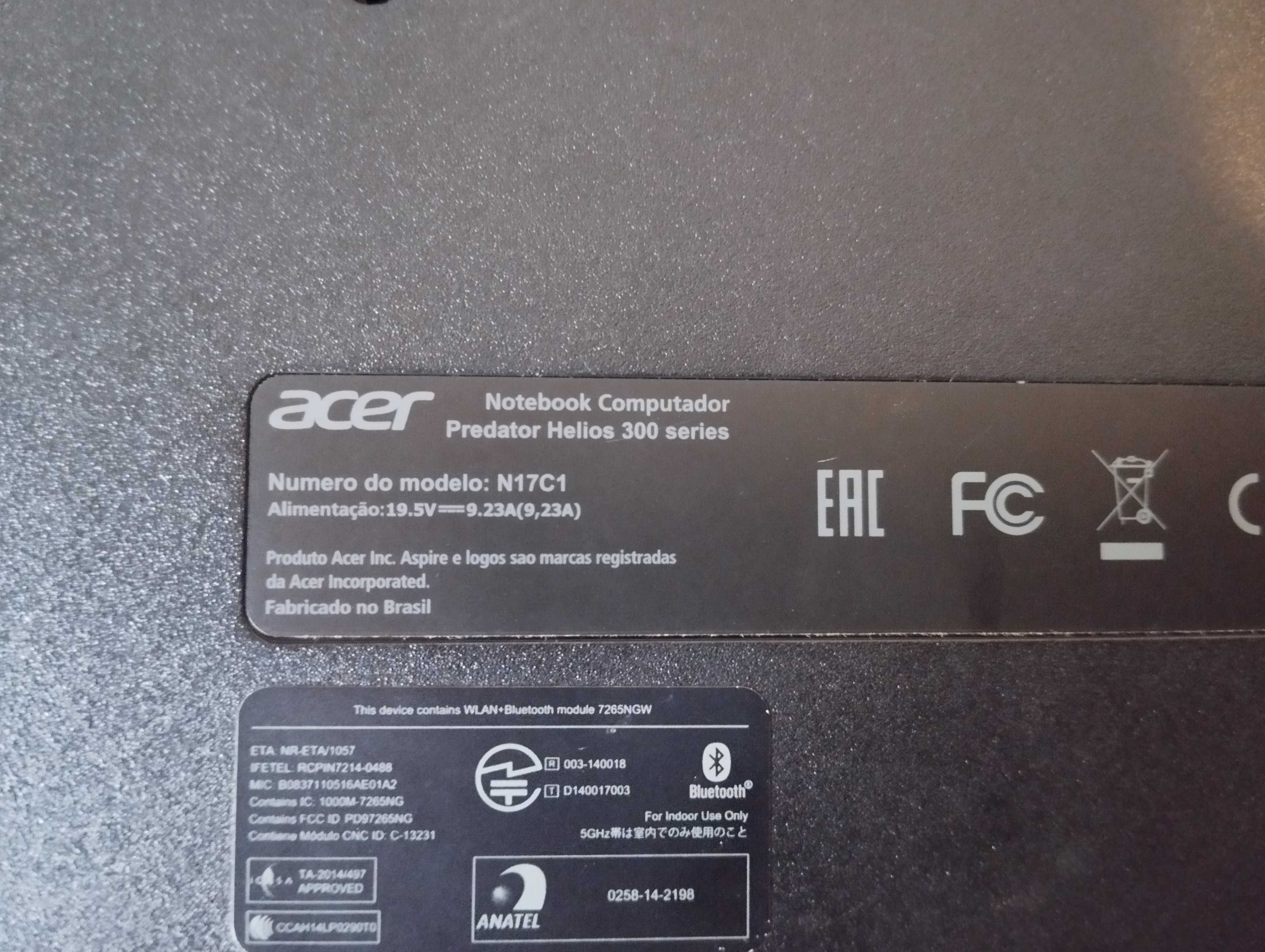 Portátil Gamer Acer Predator Helios 300