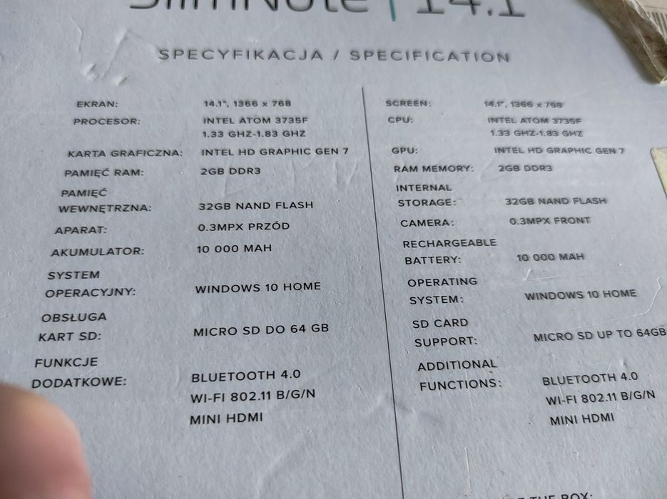 Laptop 14.1 win 10 2gb ram 32gb pamieci antywirus gratis