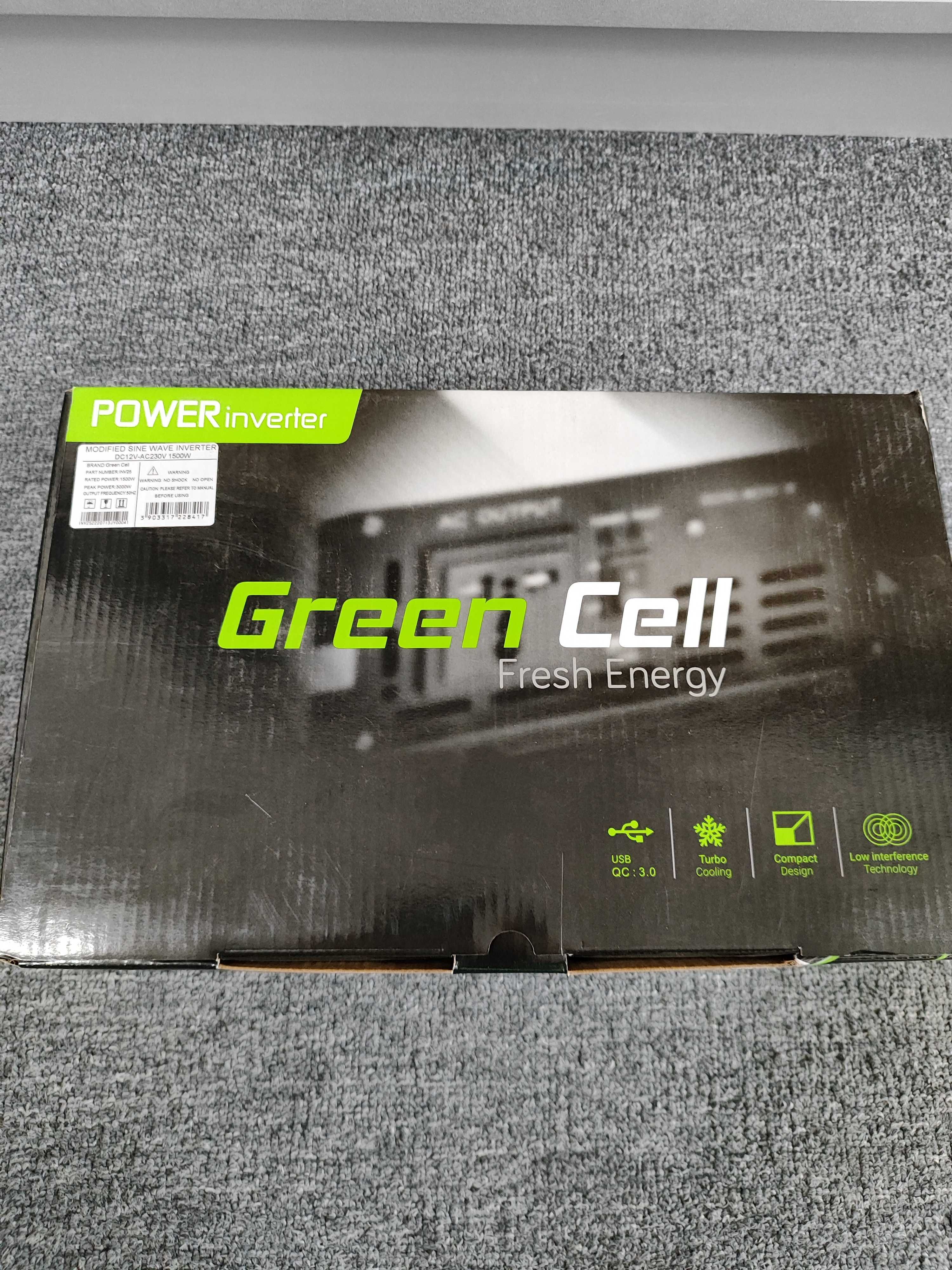 Інвертор з правильною синусоїдою GREEN CELL INV25 12В/230В 1500Вт