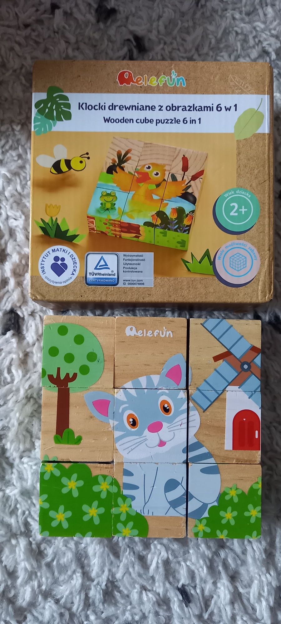 Zestaw Drewniane zabawki układanka puzzle klocki Montessori