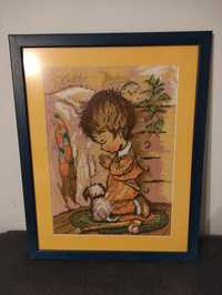 Obraz haftowany ręcznie Modlitwa chłopca
