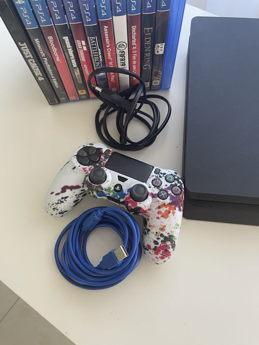 Ps4 slim 500gb c/ comando 11 jogos