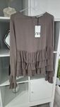 Bluzka zara wiskoza norkowy s 36 falbany