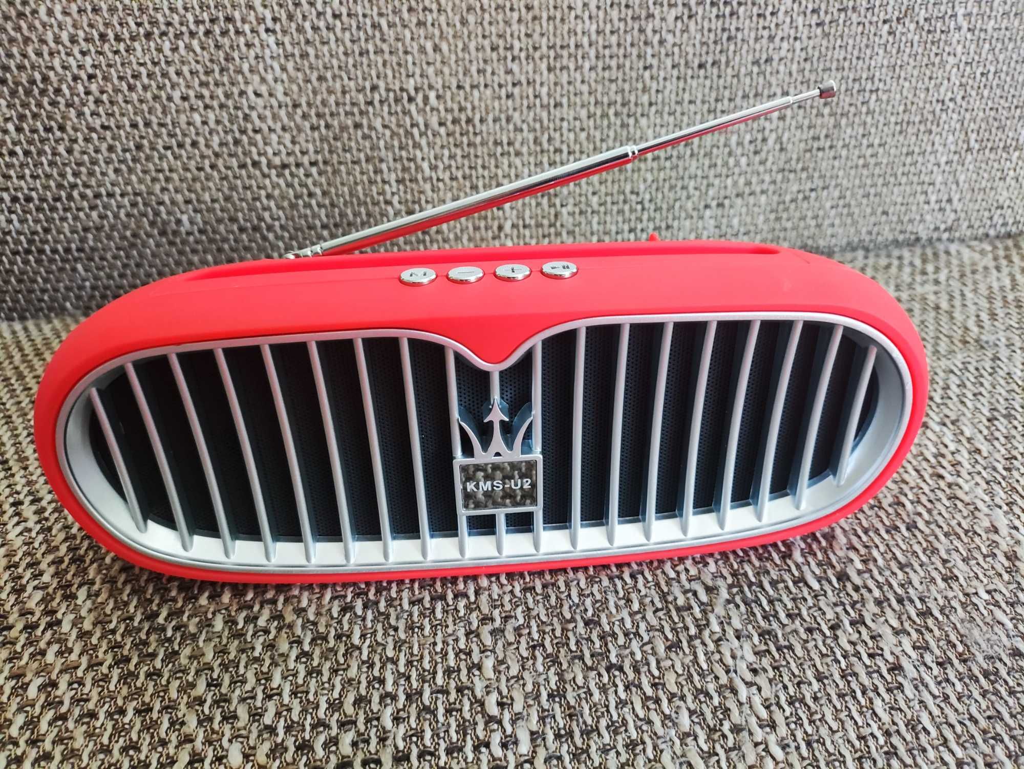 Przenośny Głośnik Bluetooth Bezprzewodowy USB czerwony przenośny Radio