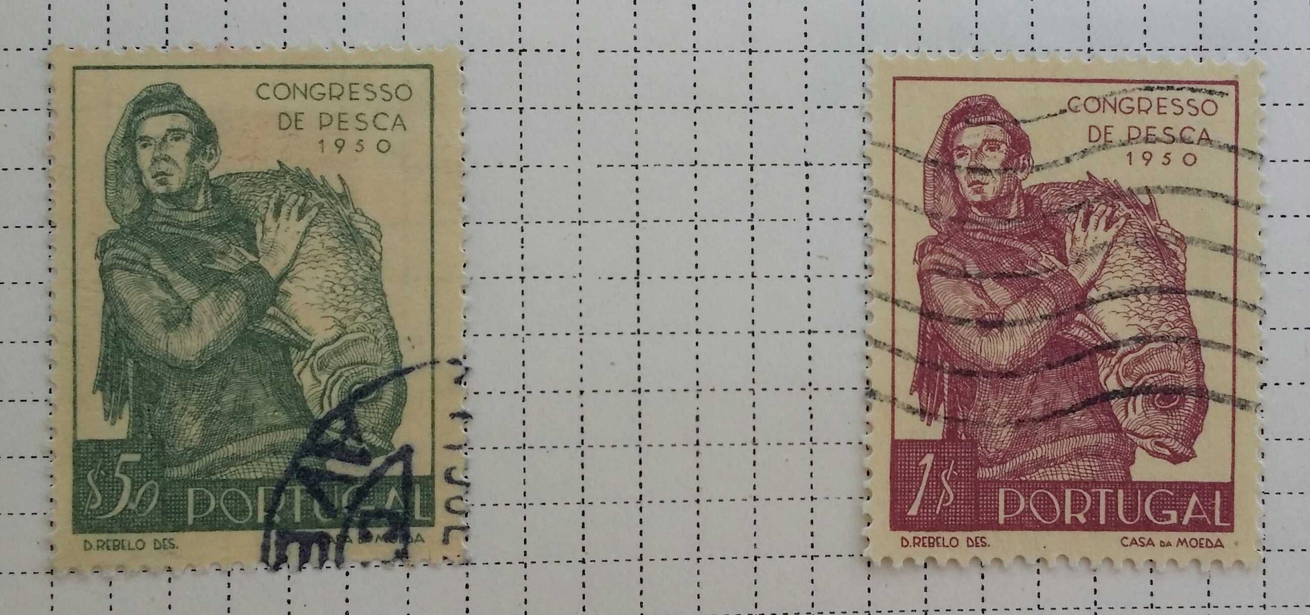 Filatelia selos 1951 Junqueiro Pesca Ano santo ilha maio
