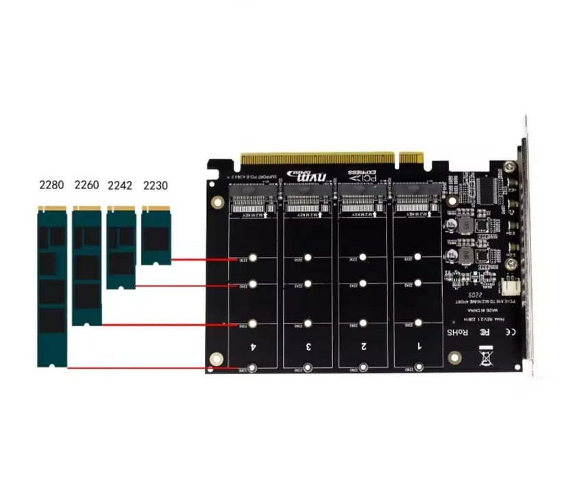 Адаптер 4 х m2 nvme на PCI express