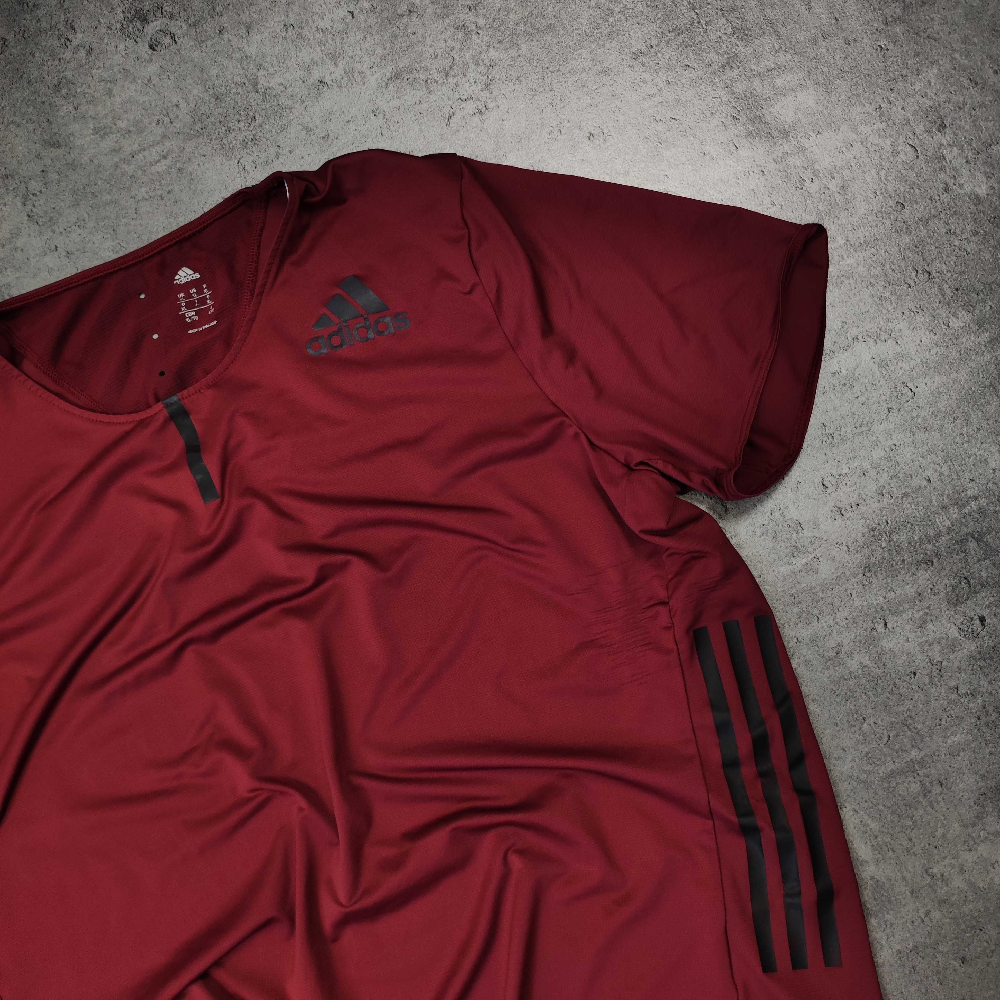 DAMSKA Koszulka Bluzka Lekka Przewiewna Sportowa adidas Logo Bordowa