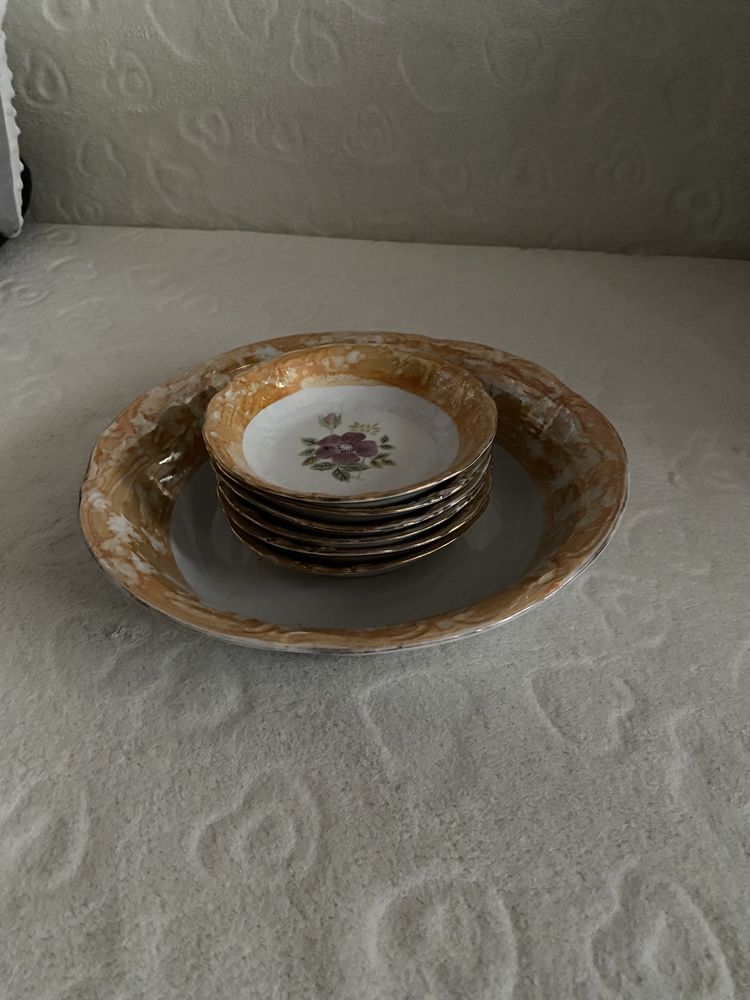 Zestaw talerzyki antyk stara porcelana talerz Wawel prl vintage retro