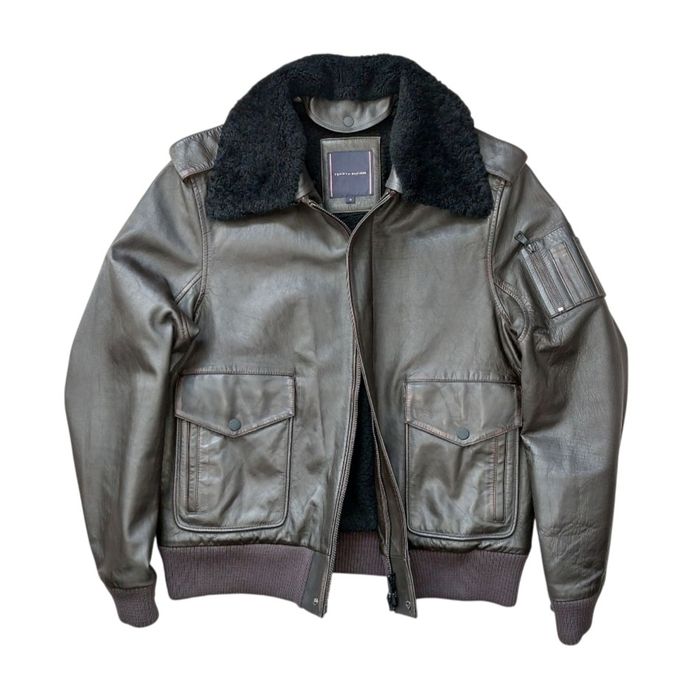 Tommy Hilfiger nowa kurtka skórzana męska zimowa pilotka r. 56/XL XXL