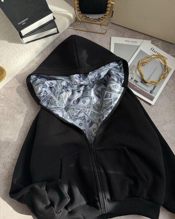 Жіноча худі зіп з баксами доларами