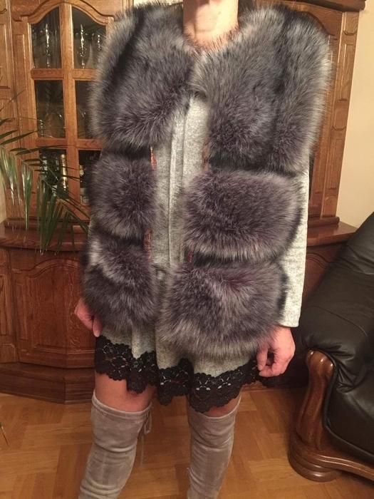 Kamizelka futrzana czarno srebrna hit