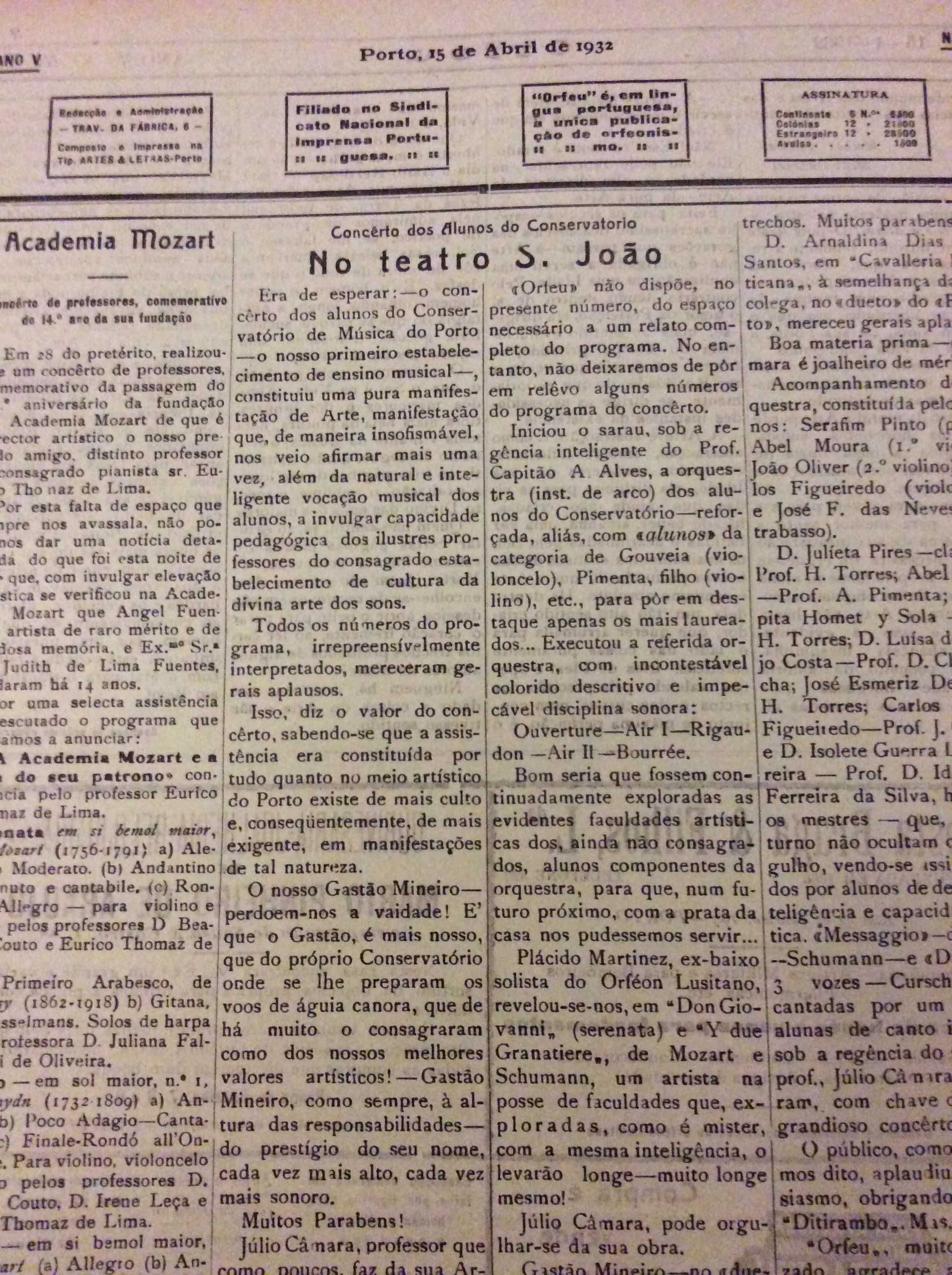 Orfeu. Jornal de arte. N.º 53, Pôrto 15 de Abril de 1932