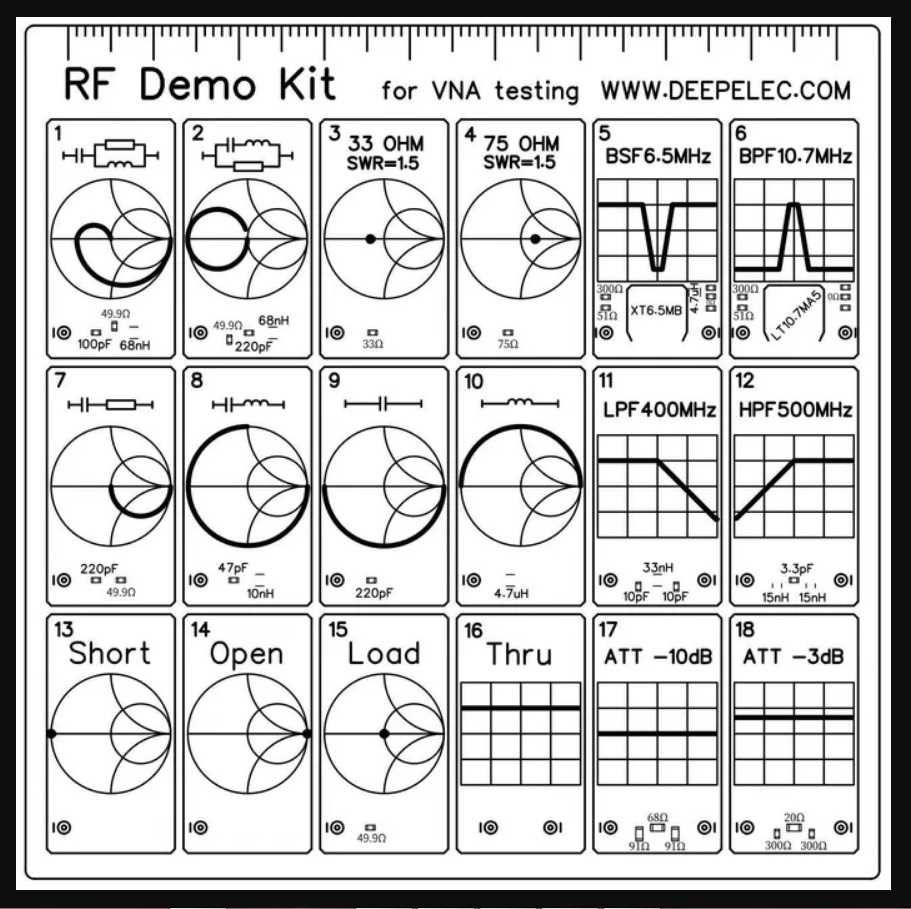 Lite VNA NanoVNA RF demo kit тестова плата для перевірки  калібровки