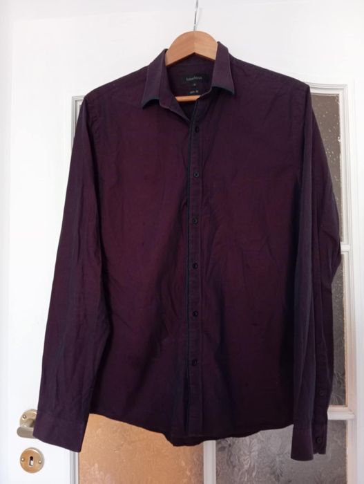 Bordowa, elegancka koszula męska