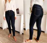 Spodnie jeansy granatowe skinny wysoka talia H&M r.S  36