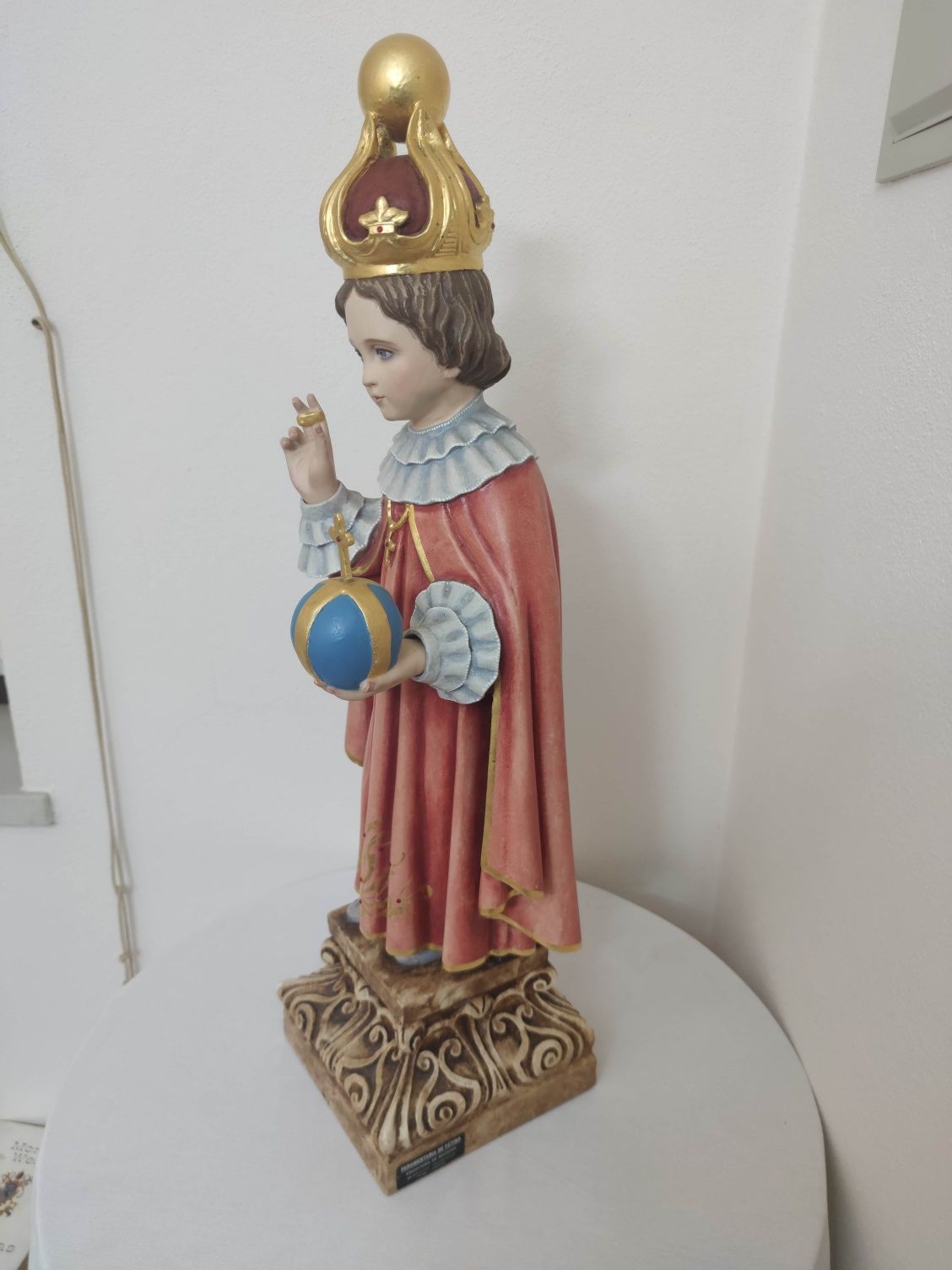Estátua menino jesus de praga arte Sacra 80cm Madeira