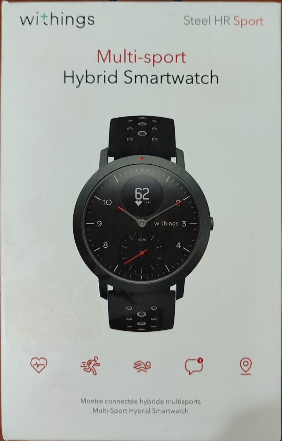 Гібридний Смарт-годинник WITHINGS Steel HR Sport Watch 40mm Black