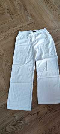 Męskie bawełniane spodnie białe lato plaża wakacje M