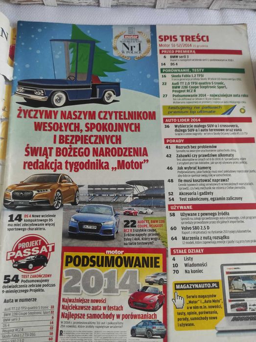 Czasopismo Motor WYSZUKAJ Auto 51-52/2014 TT DS4 RCZ Fabia S80 seria 3