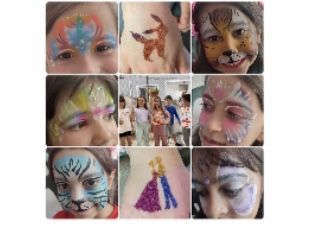 Pinturas faciais e modelagem de balões