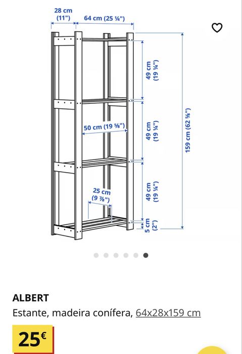 Estante de madeira conífera