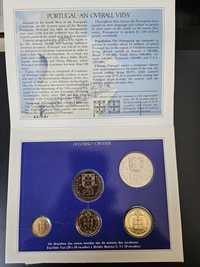 Estojo 5 moedas de escudo emissão 1986