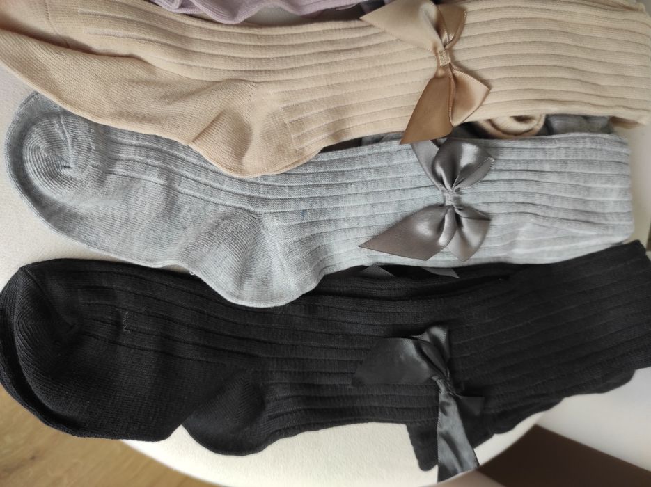 Nowe rajstopy z kokardą 128 dla dziewczynki zestaw