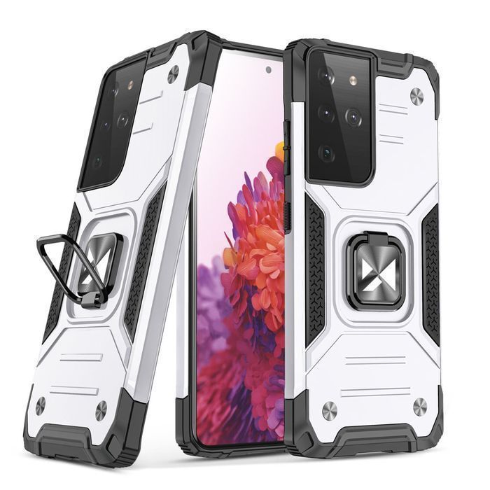 Pancerne Etui Wozinsky Ring Armor Samsung Galaxy S22 Ultra - Srebrny