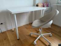Białe biurko+krzesło+mata ikea