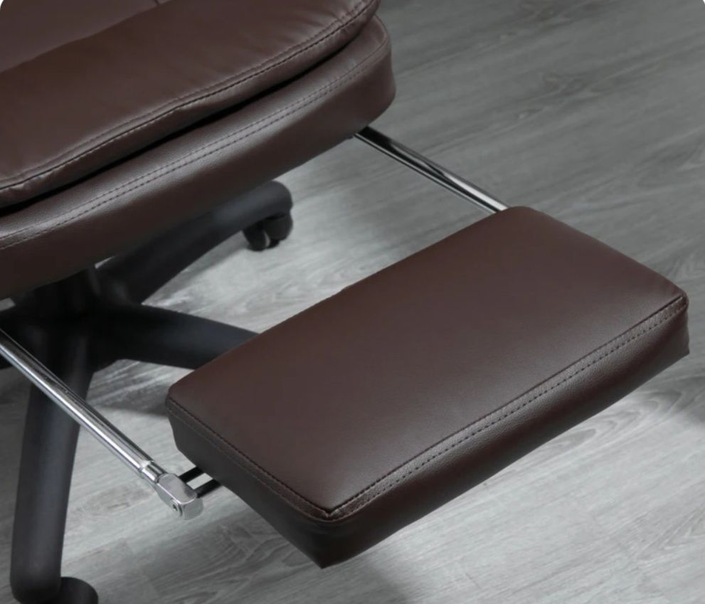 Vinsetto Ergonomiczne Krzesło Biurowe z Podnóżkiem Brązowe