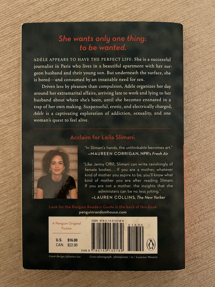 Livro “Adele”, de Leila Slimani (ingles)