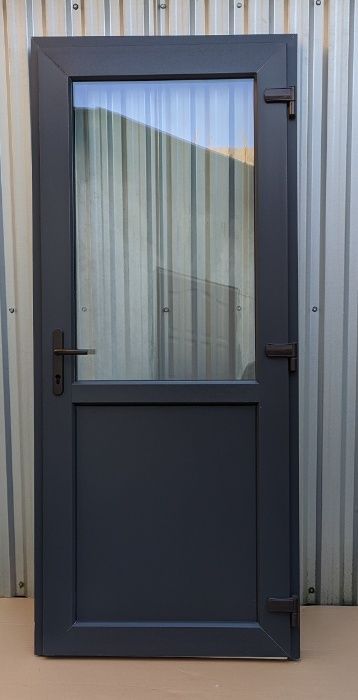Drzwi PCV 900x2000 antracyt Nowe Zewnętrzne sklepowe taras biuro