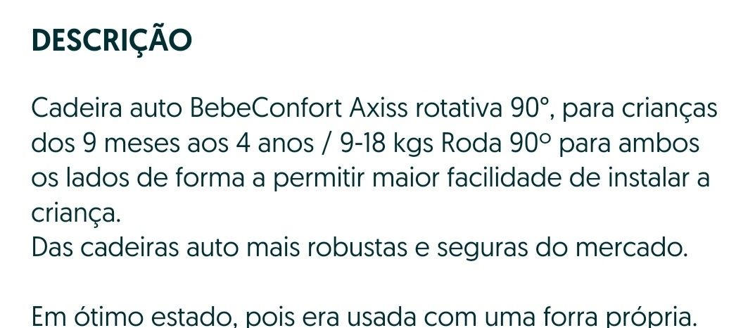 Cadeira auto bebê confort axiss