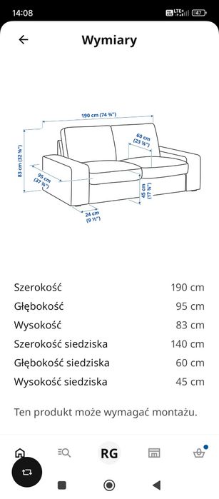 Pokrowiec kivik 2 osobowa sofa nierozkladana
