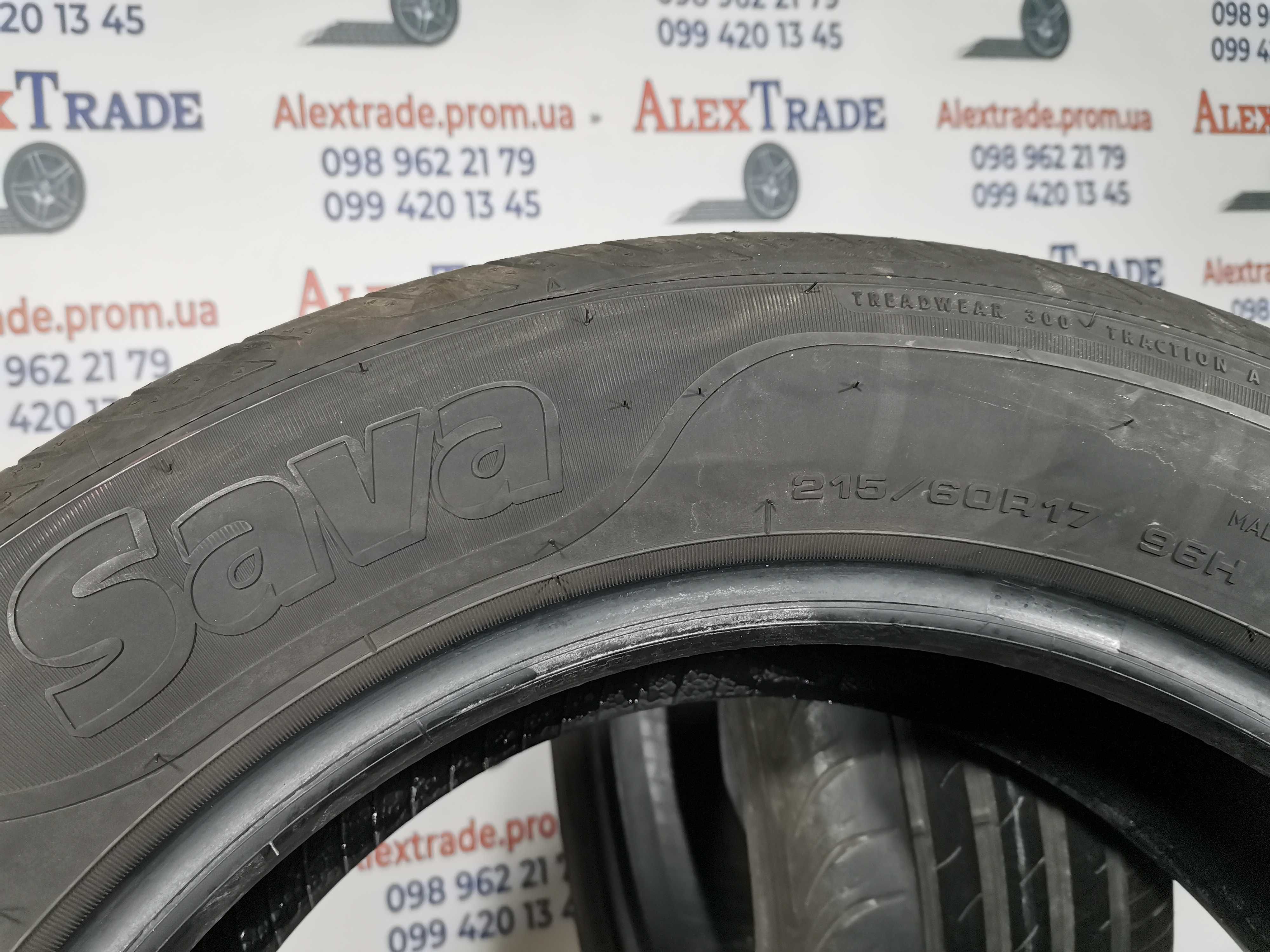 2 шт. 215/60 R17 Sava Intensa HP2 літні шини б/у, 7 мм