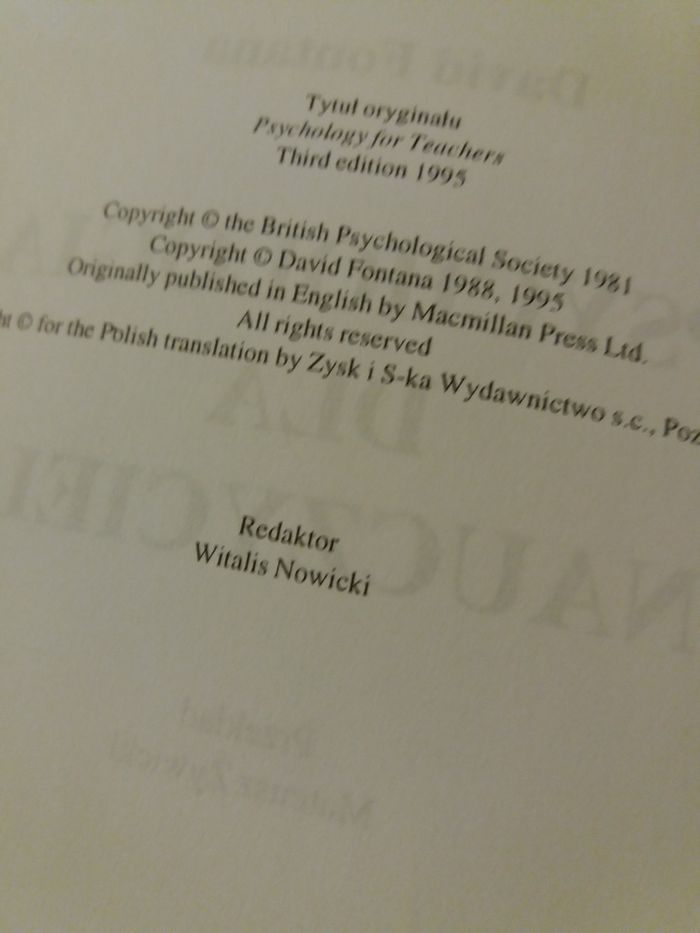 Psychologia dla nauczycieli David Fontana