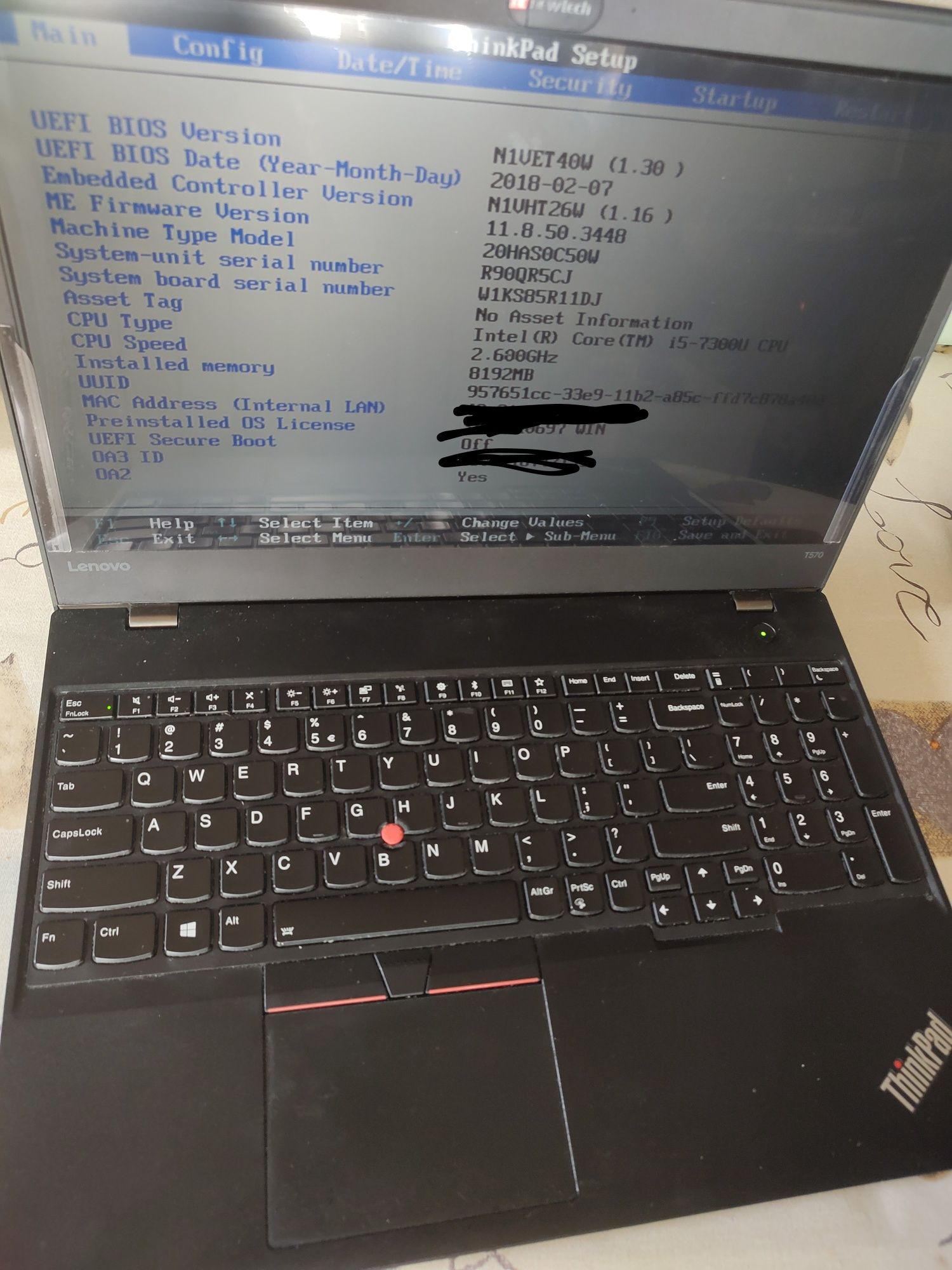 Laptop Lenovo ThinkPad T570