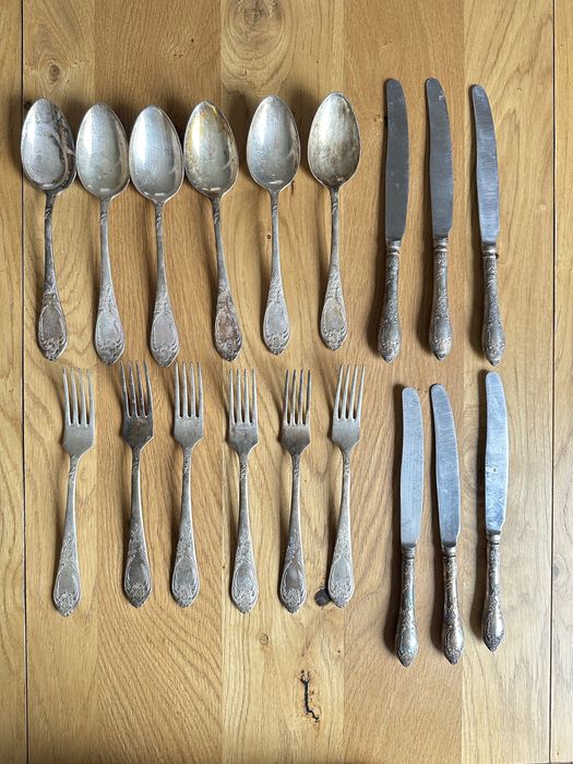 Sztucce posrebrzane, komplet 6szt